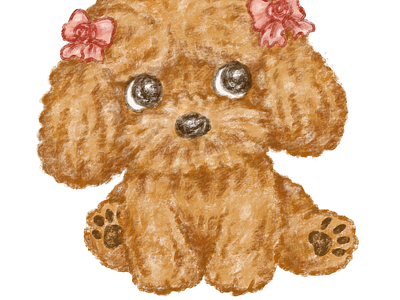 Toy poodle wearing a ribbon looks up animals character character illustration dog illustration pets poodle puppy toy poodle