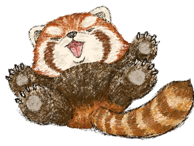 Frolicking red panda animals character illustration panda redpanda