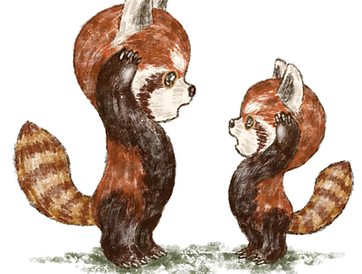 Red pandas facing each other animals character illustration red panda