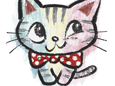 American Shorthair with ribbon animals cat character illustration kitten kitty pet
