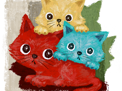 Colorful cat family