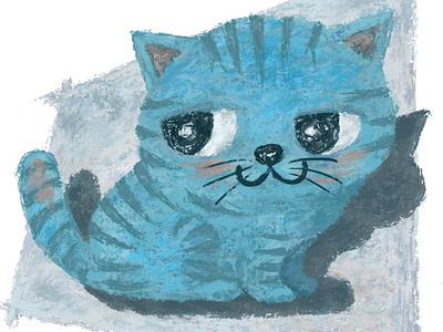 Blue kitten animal cat character illustration kitten kitty pet