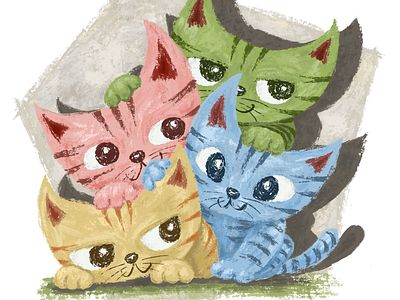 Four colorful cats animals cat character character design illustration kitten kitty pet