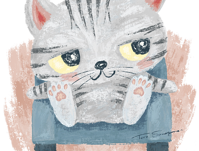 American Shorthair sitting on the sofa animal cat character character design illustration kitten kitty