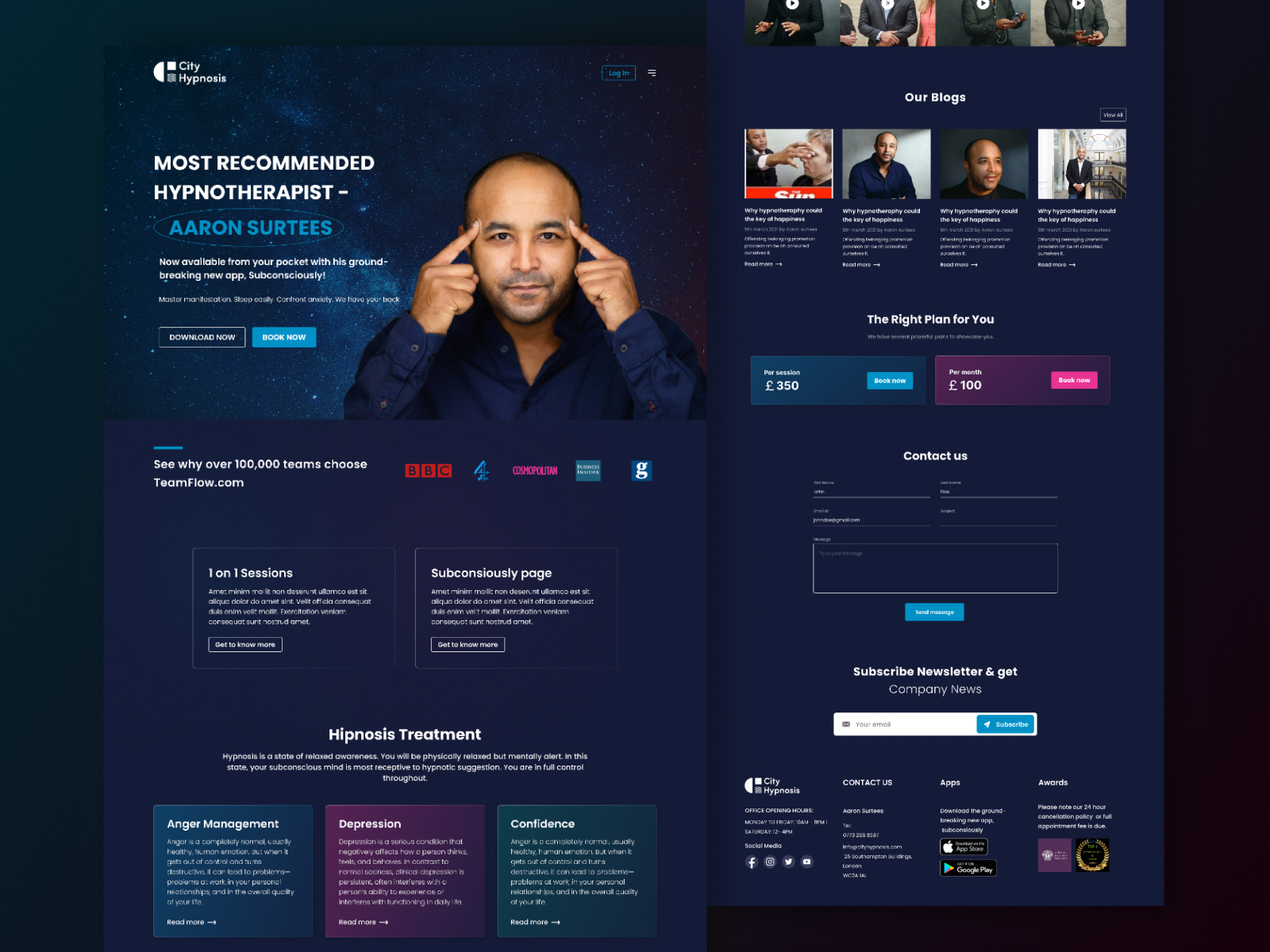 City Hypnosis landing page. by Khairul Islam on Dribbble