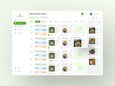 Meal Planner Web App application design branding branding design cool design dashboard ui design design food app design food app ui ux food app web ui food web app food web app ui graphic design illustration meal planner web app minimal design new app design new design ui ux design web app web app ui