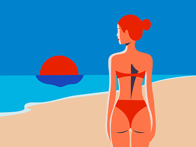 Beach please beach digital art digital illustration illustration minimal minimal illustration summer swimsuit woman
