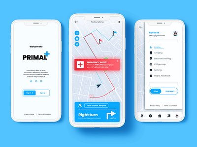 Primal App UI Design alerts app branding design flat logo minimal safety ui ux web