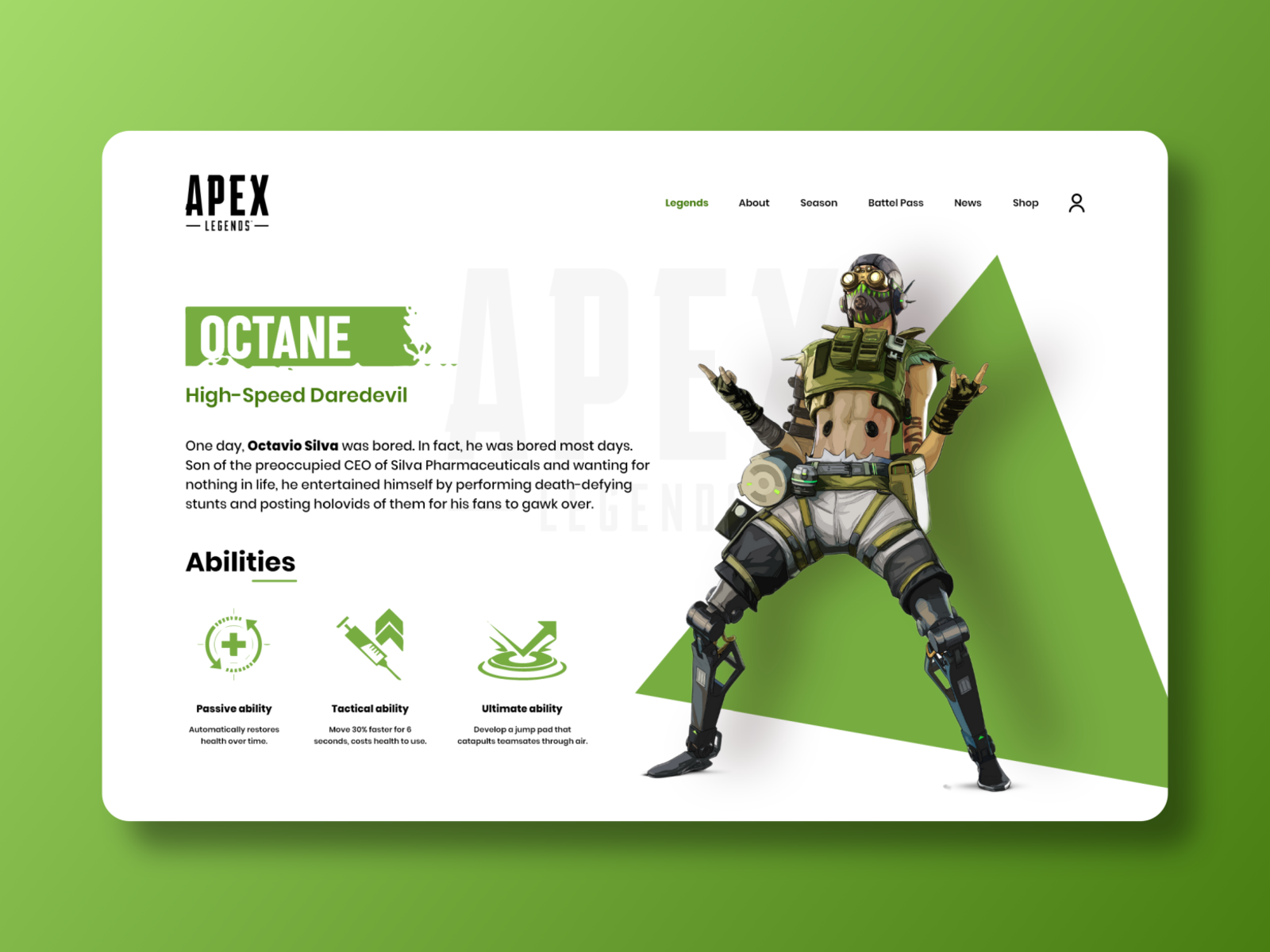 Apex legends - Octane apex legends art bold color design flat graphic design illustration minimal ui ux website