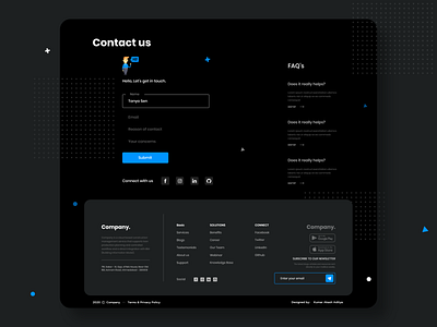 Contact Us and Footer (Daily UI-28) contact us daily 100 challenge dailyuichallenge design flat footer minimal ui ux web website