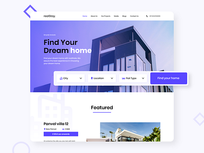 realStay - Real state homepage appartments branding building design house minimal property realstate ui ux web website
