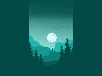 Wolf and the moon