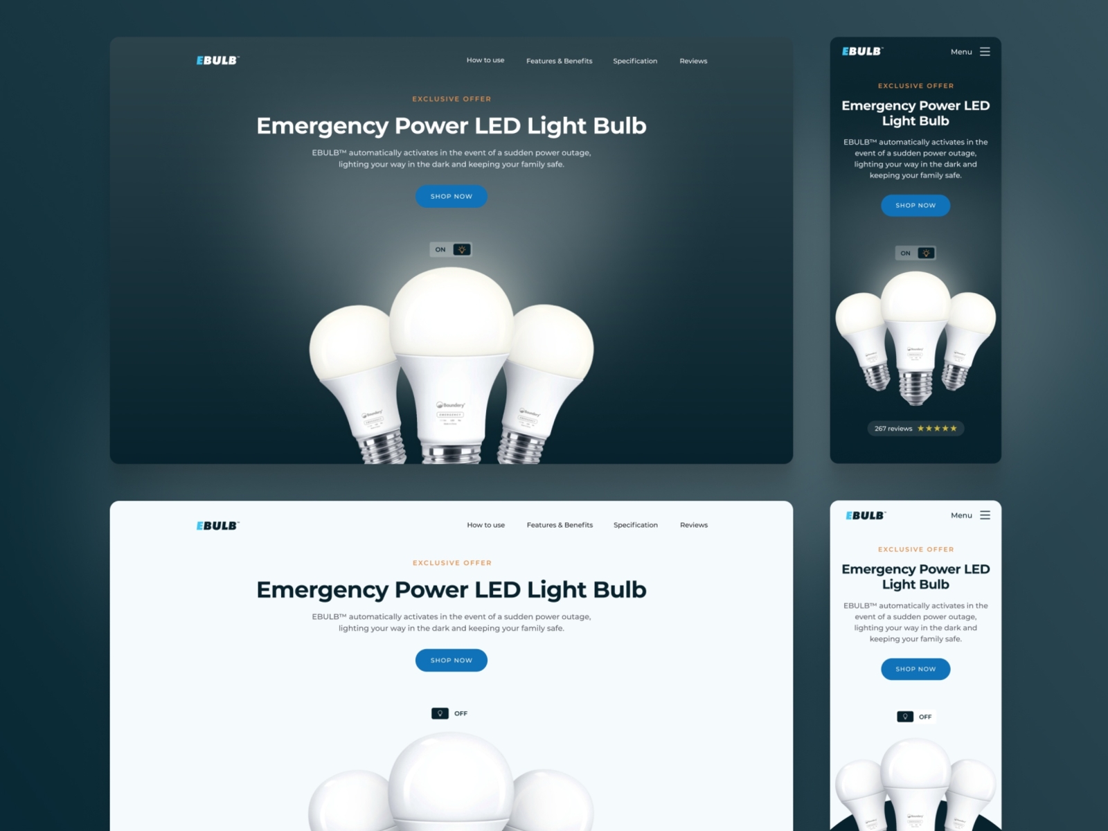 eBulb emergency power LED by Nazar Shtoiunda for WebFolks on