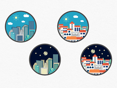 City Town Icons Oliverloos Travel design flat icon illustration vector