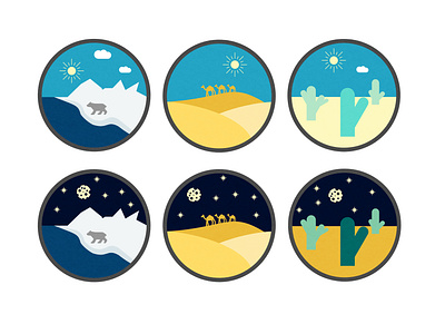 Hot (Desert) Cold (Ice-Desert) Icons design flat icon illustration vector