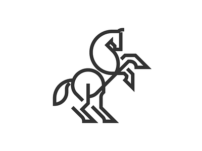 Standing horse geometric horse logo pony thick lines