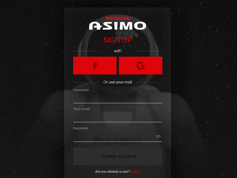 Daily UI /01/ Sign up for Asimo app daily 100 challenge dailyui design sign up ui