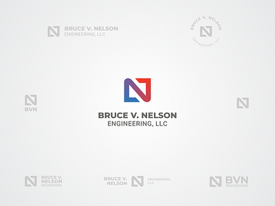 Bruce V. Nelson Engineering, LLC Logo branding engineering gradient icon logo minimal n