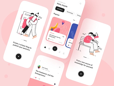 Blogging app ✍️ blog blog app blog design blog post blogger blogging book illustraion ios app minimal reading writer writing