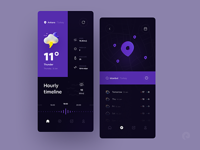 Weather app ⛅️ 3d 3d design app app design blender dark design app icon minimal mobile mockup purple rain sun ui ux weather weather icon wind