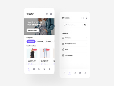 Online shopping store & E-commerce UI Kit 🛍 categories clean clothes delivery fashion marketplace minimal online store product product design sale shopping app style ui kit woman
