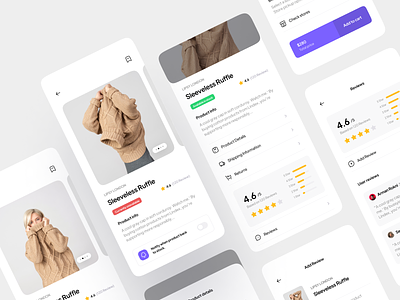 Shoplon Kit. Product pages add to cart app branding buy comment design e-commerce guide minimal online shop product product detail rate review sale store ui ui kit