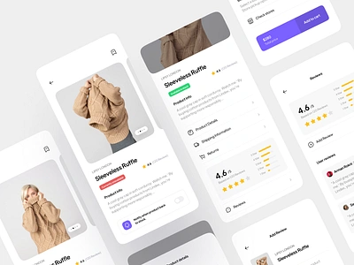 Shoplon Kit. Product pages add to cart app branding buy comment design e commerce guide minimal online shop product product detail rate review sale store ui ui kit