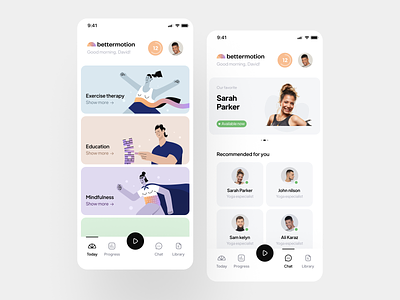 Bettermotion Project app art calm character clean excercise lifestyle meditation minimal sport tracker ui ux yoga