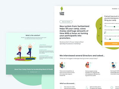 Camp Tree conversion illustration landing page ui web design