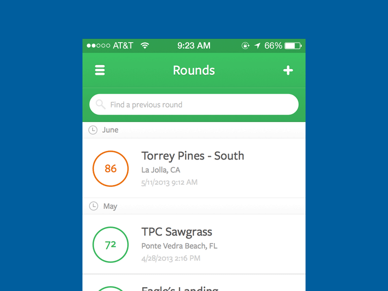 iOS Rounds/Menu GIF app golf icons ios ios7 iphone menu sports