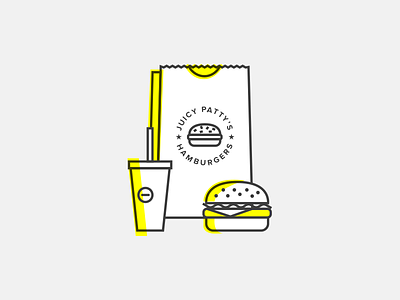 Juicy Patty's burger food hamburger illustration