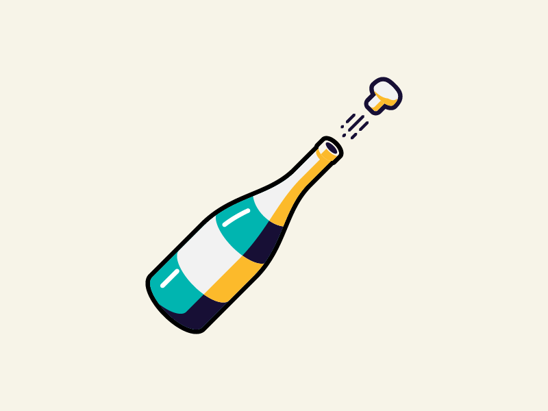 Champagne for my real friends retro color illustration pop cork bottle champagne