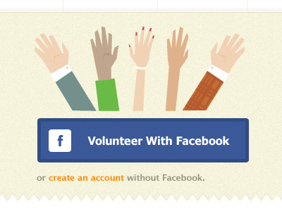 Volunteer with facebook give help login sign up volunteer web