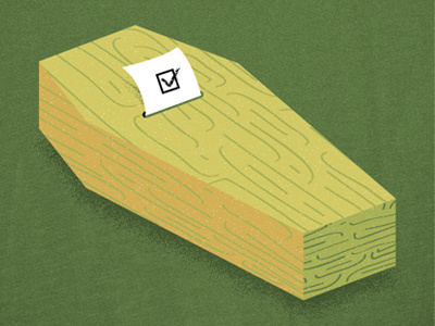 Registration Mess ballot box check checkmark choice coffin haiku illustration poll texture vote wood