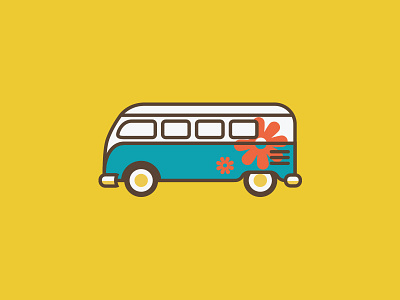 Vee Dubya 70s bus hippy icon illustration volkswagen vw