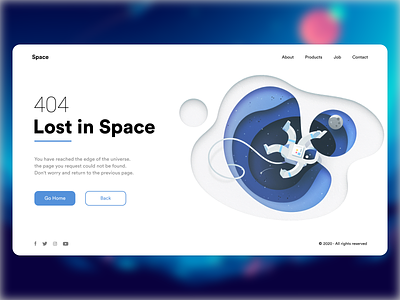 Error 404 Page- Lost In Space adobe adobexd astronaut blue clean colors design error404 illustraion landing page new product shot space typography ui uiux webdeisgn webdesign website