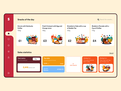 Snacks- Desktop App adobe adobexd breakfast chalak clean colors design desktopapp food food illustration illustraion new online order pink shot ui uiux