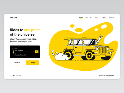 Taxi Order- Website adobe adobexd black booking clean colors design illustraion new online order shot taxi ui uiux website yellow