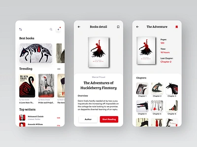 Book App #001 adobe adobexd app awesome design book clean colors design illustration new popular popular design psd read online reading red shot ui uiux white