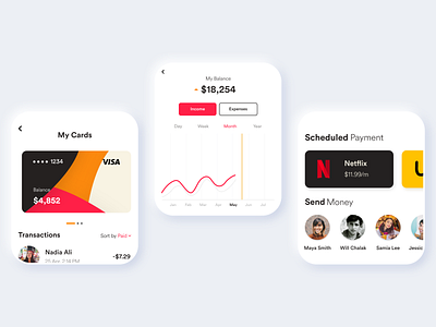 Banking Watch App adobexd app app design awesome design bank banking black clean colors design finance illustration new popular ui watch watch app white