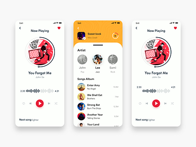 Music App #003 adobexd app app design awesome design black clean colorfull colors design illustration music music app music app ui new pink popular ui white yellow