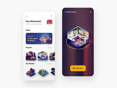 3D Model App - V2 3d 3dmax 3dmodels adobexd app appdesign appui awesome design building clean colors design lowpoly new popular trending ui uidesign uiux uiuxdesign