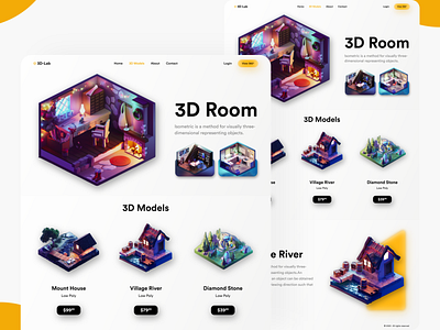 3D Model Website 3d 3dmax 3dmodels adobexd app appdesign building clean colors design lowpoly new popular trending ui uidesign uiux uiuxdesign website webui