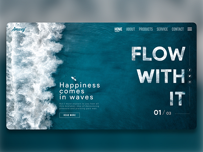Blue Sea Waves Flow With It adobe adobexd awesome design blue clean clean ui colors diving flow happiness homepage new ocean product psd sea shot waves website white