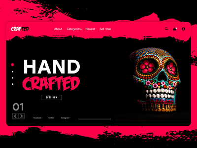 Buy Hand Crafted Website adobe adobexd art awesome design black branding clean colorfull colors crafted design hand drawn handmade new online red skull uiux website