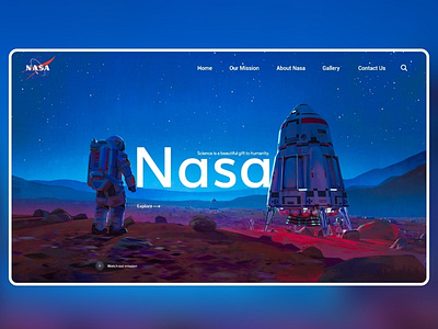 NASA Website- redesign adobe adobexd awesomedesign blue clean colors design illustraion moon nasa new online psd shot space ui watch web webdesign website