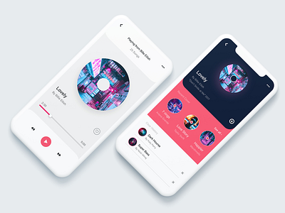 Music App #1 adobe adobexd app blue clean colors design music app new online pink popular shot ui white