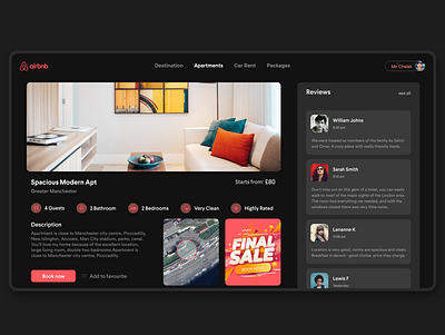 Airbnb Re-Design- Dark Version adobe adobexd black booking clean colors dark mode dark theme design new online popular red redesign shot ui uiux web webdesign website