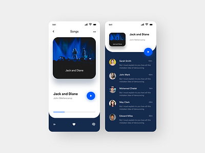 Music App #3 adobe adobexd app awesome design blue clean colors design iphone music musicapp new online shot song ui uiux uiuxdesign ux white