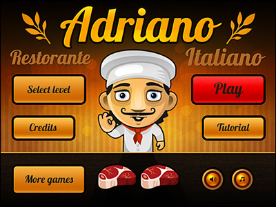Adriano character cook flash game italiano meat vector